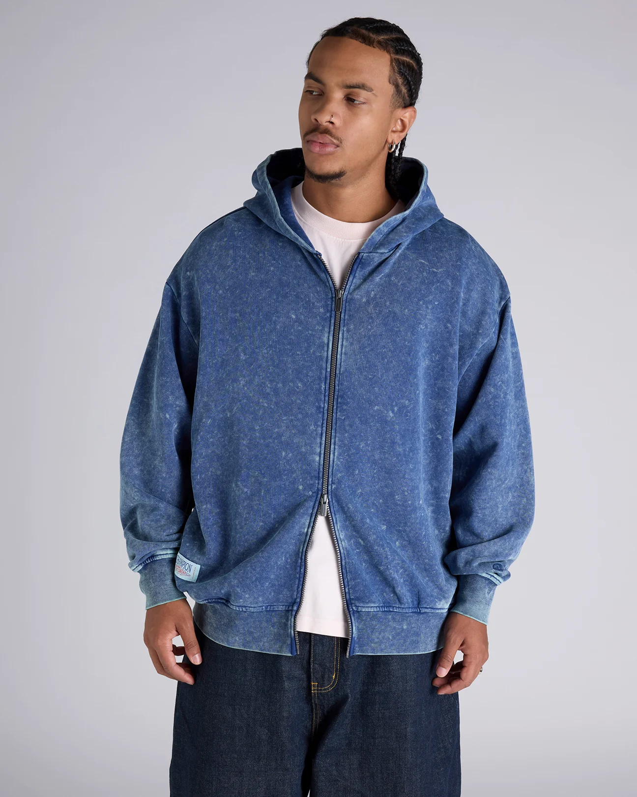 Mineral Wash Zip Through Hoodie