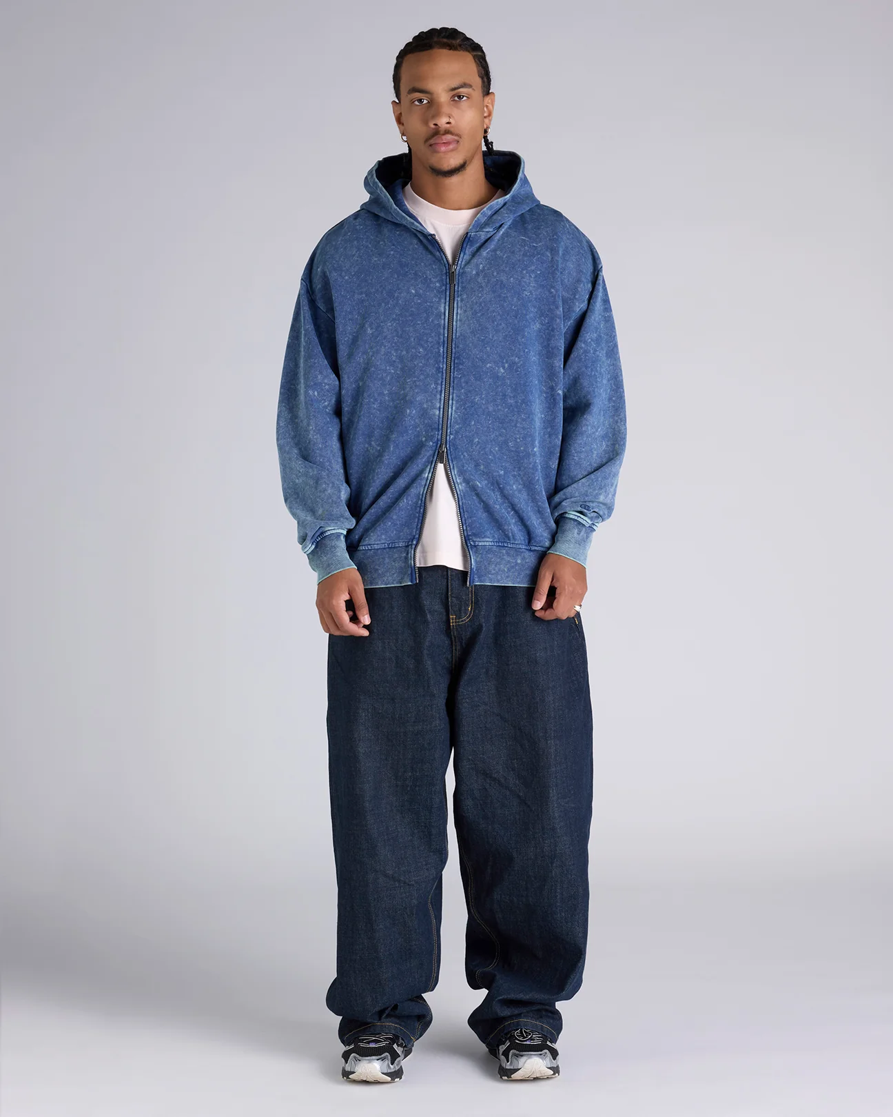 Mineral Wash Zip Through Hoodie - Image 4