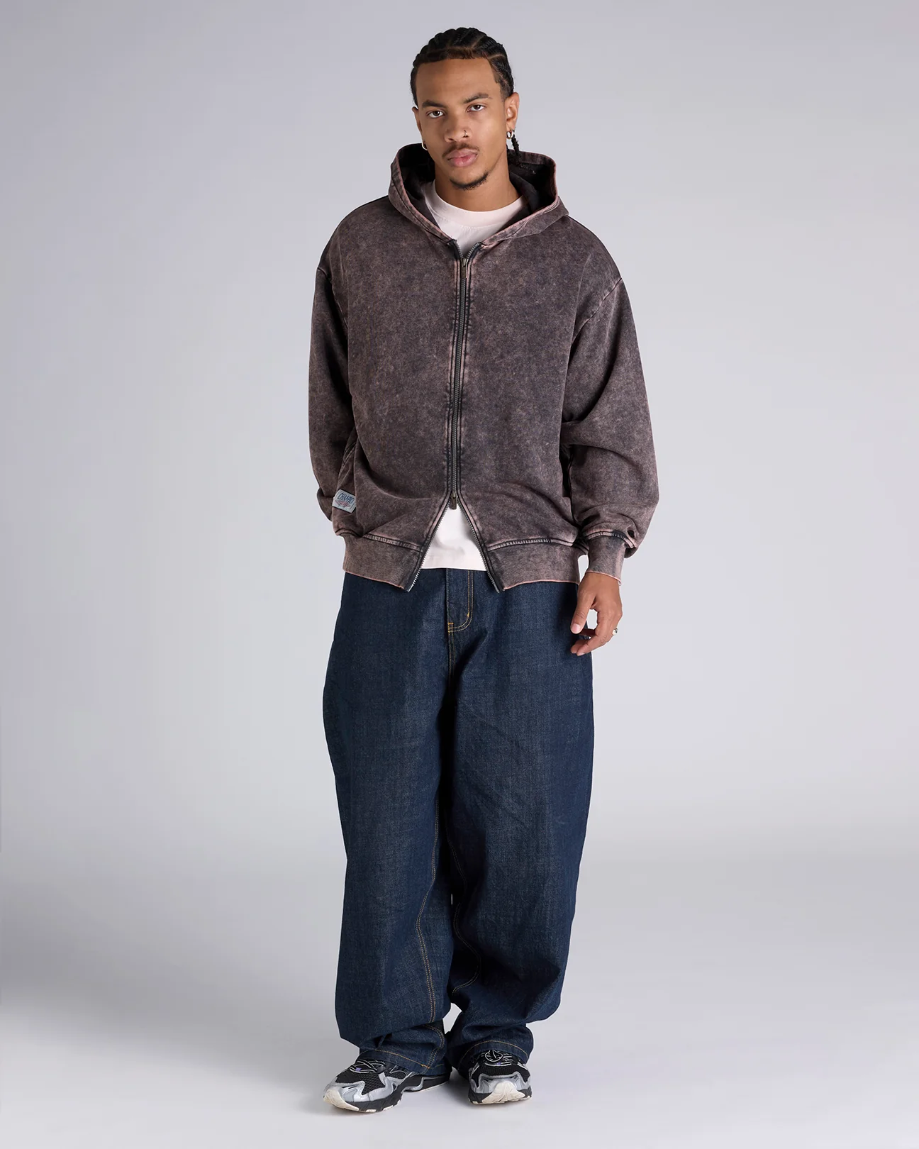 Mineral Wash Zip Through Hoodie - Image 4