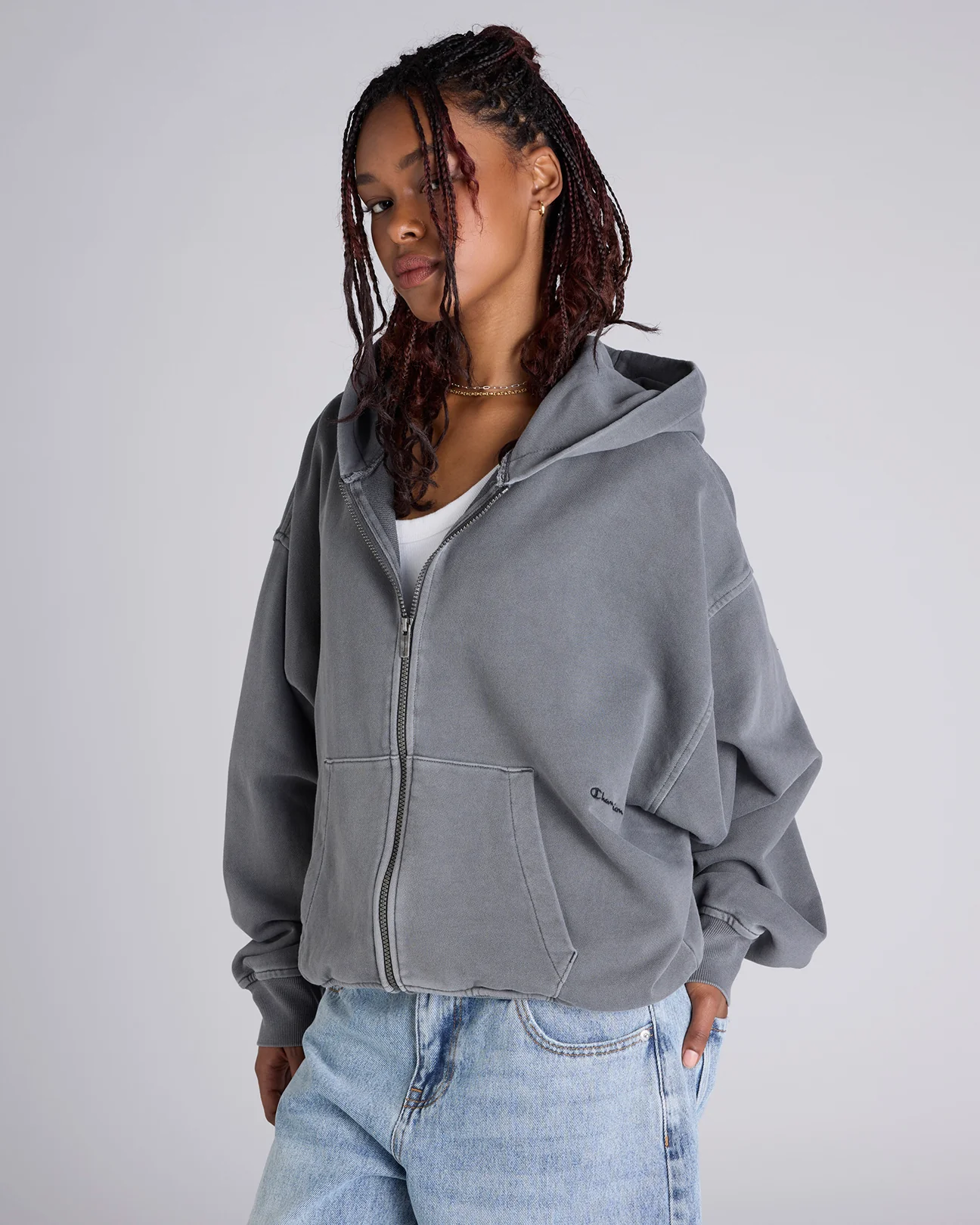 Vintage Wash Zip Through Hoodie