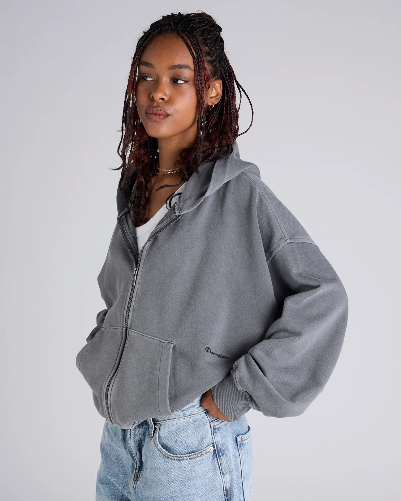 Vintage Wash Zip Through Hoodie - Image 2