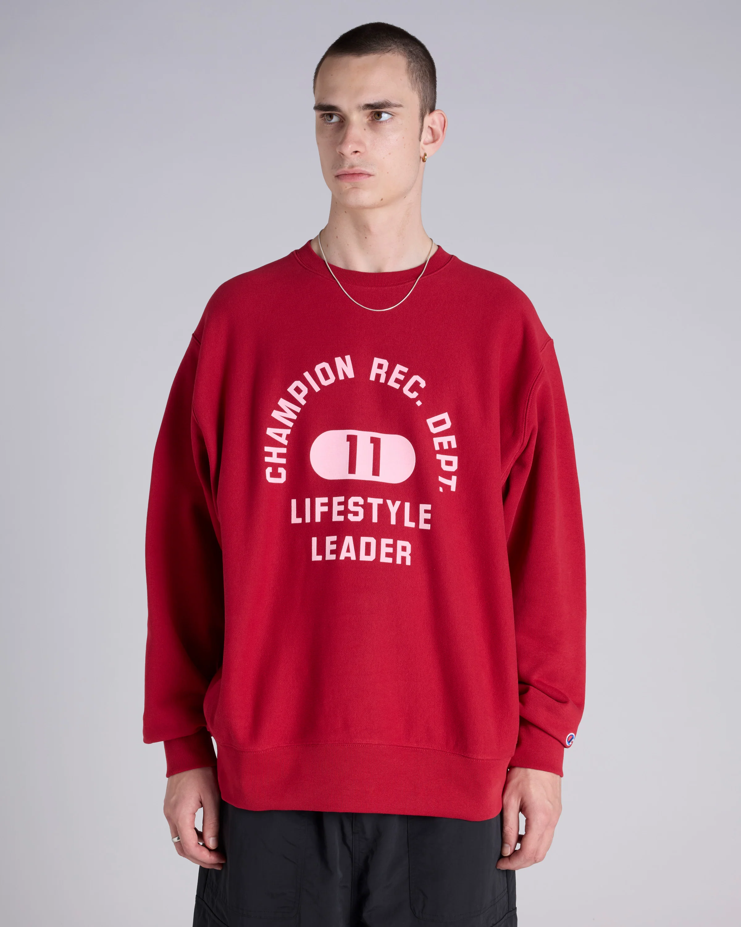 Reverse Weave Flocked Graphic Crew